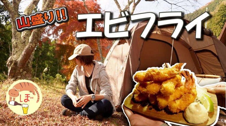 【大盛りエビフライ】ぼっち女のソロキャンプ 【ハイボール】fried prawns[solo camping japan girl]